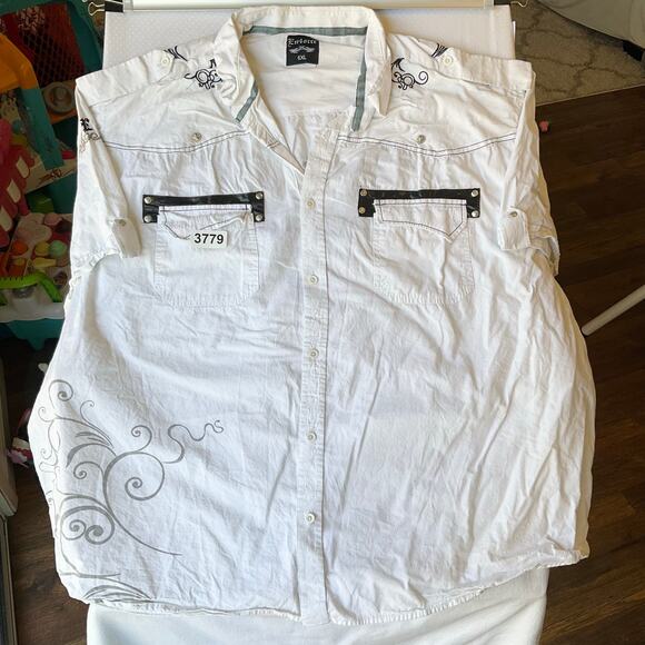 En4orce Men’s Button Down Shirt Size 6XL Short Sleeve Wings of Freedom White - Picture 2 of 8